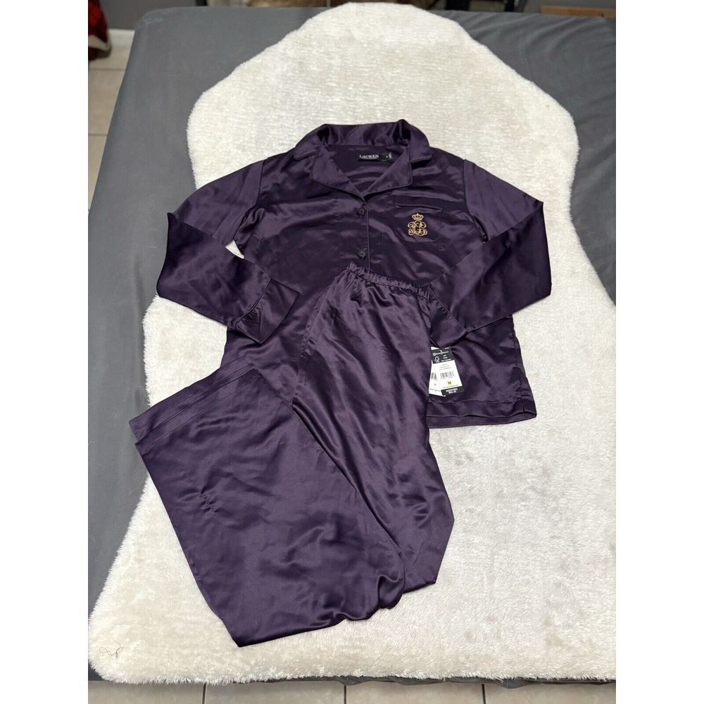 New Lauren Ralph Lauren Womens Purple 2-Piece Pajama Pants Set Size Medium